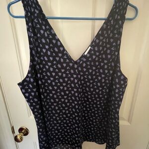 CABI Black and Lavender Patterned Sleeveless Top and Skirt